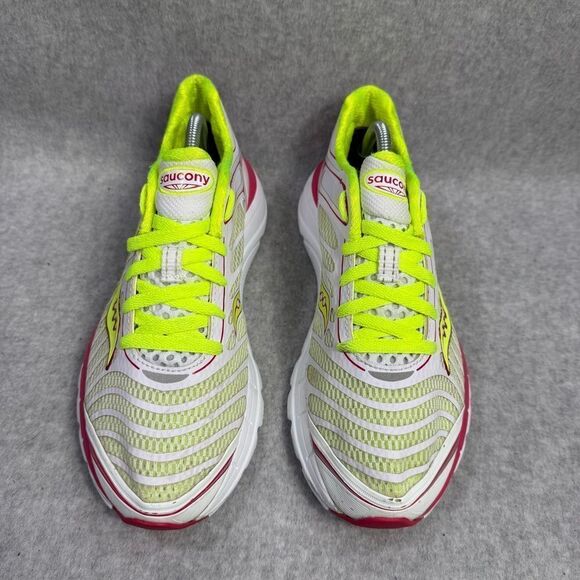 Saucony Kinvara 3 Womens Shoes Size 8 White Yellow Pink Low Top Running Sneakers - Picture 3 of 9